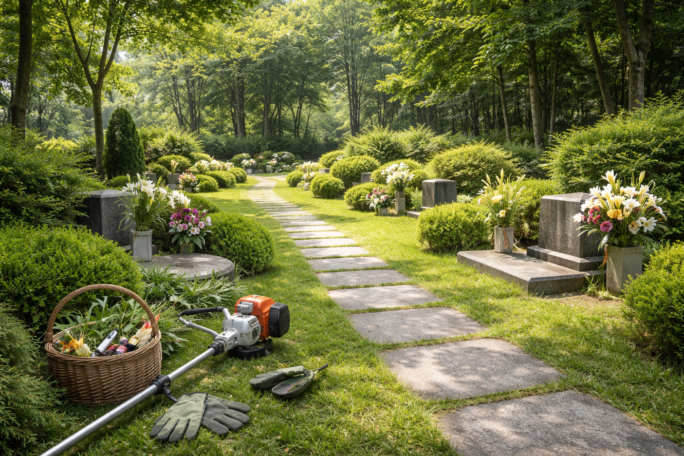 묘역 조경 마감 현장